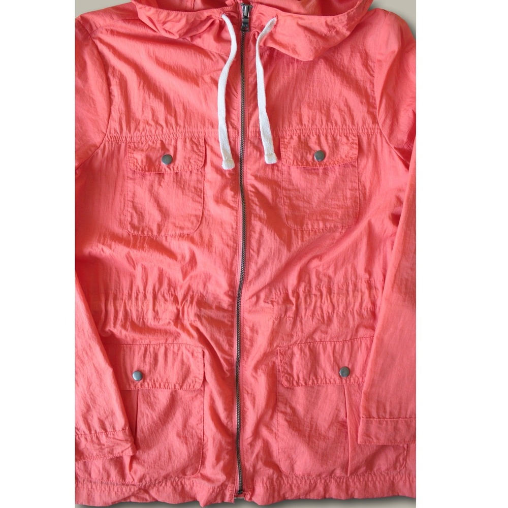 Gap Y2K Vibrant Orange Utility Hooded Windbreaker Jacket Small Lightweight Nylon - Picture 3 of 8
